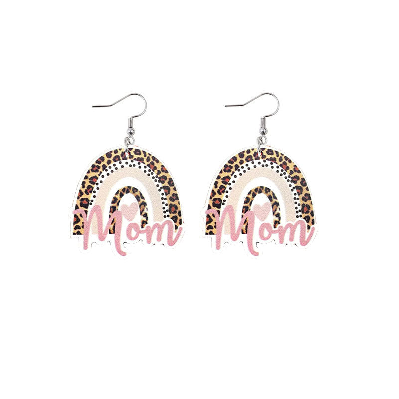 Wholesale Mother's Day Mama Sunflower Wooden Earrings